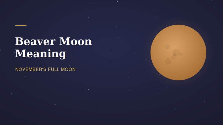Warm amber beaver moon illustration with the title beaver moon meaning