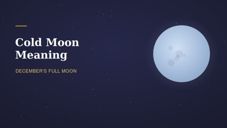 Icy pale blue cold moon illustration with the title cold moon meaning