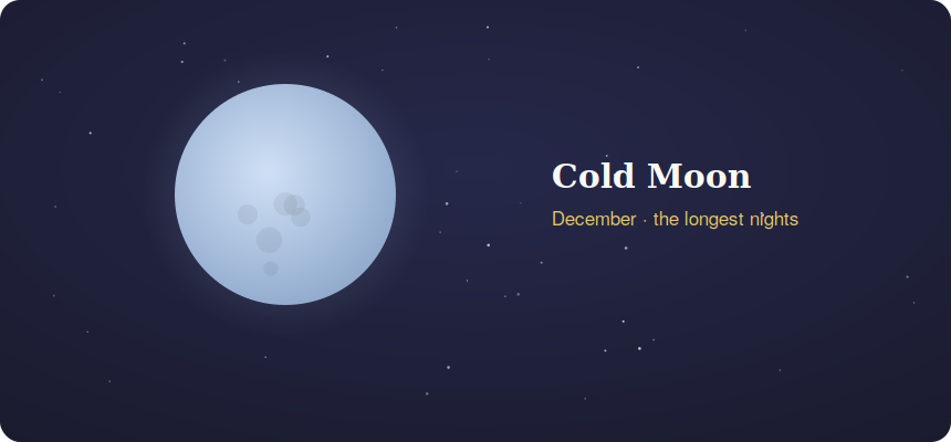 Pale blue cold moon December full moon of the longest nights