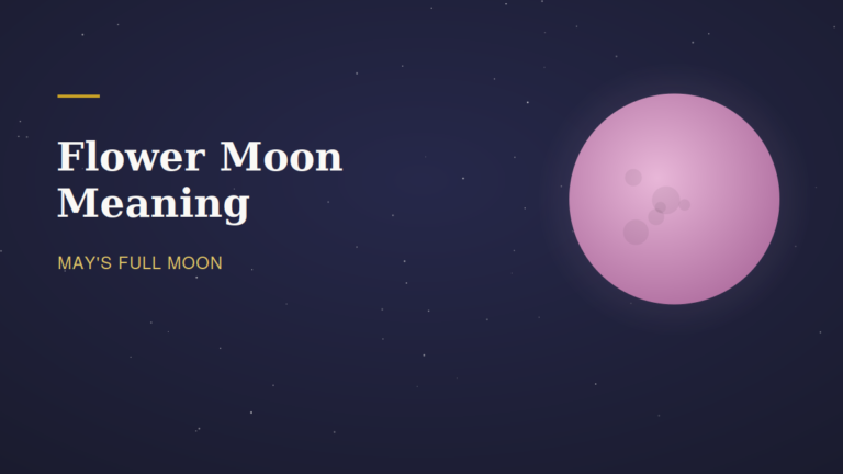 Soft pink flower moon illustration with the title flower moon meaning