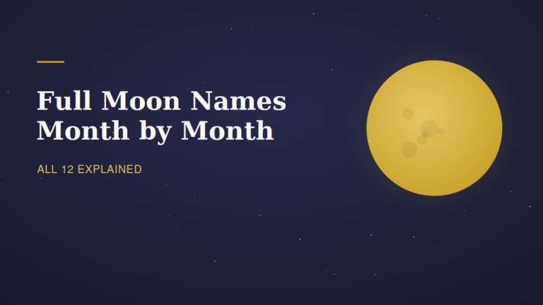 Gold full moon with the title full moon names month by month