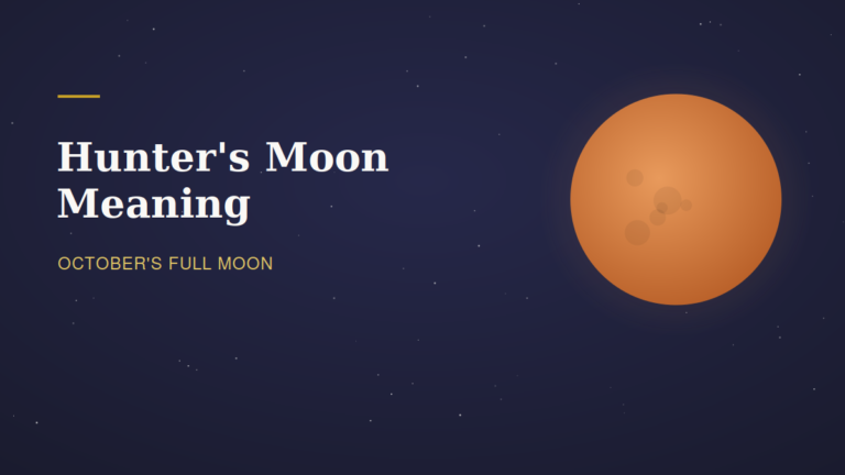 Deep orange hunters moon illustration with the title hunters moon meaning