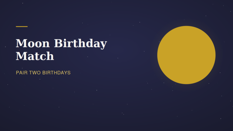 Full moon illustration with the title moon birthday match