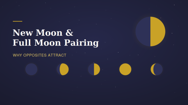 New moon and full moon pairing illustration for moon phase compatibility