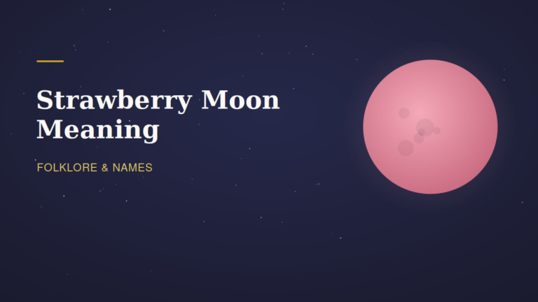 Pink strawberry moon illustration with the title strawberry moon meaning