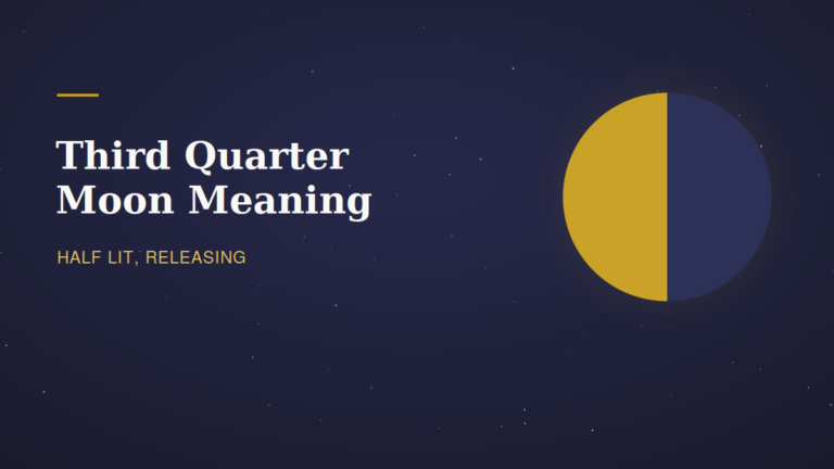 Half lit third quarter moon with the title third quarter moon meaning