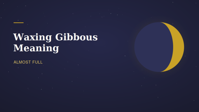 Waxing gibbous moon illustration with the title waxing gibbous meaning
