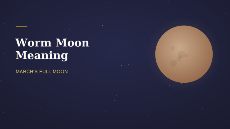 Earthy tan worm moon illustration with the title worm moon meaning